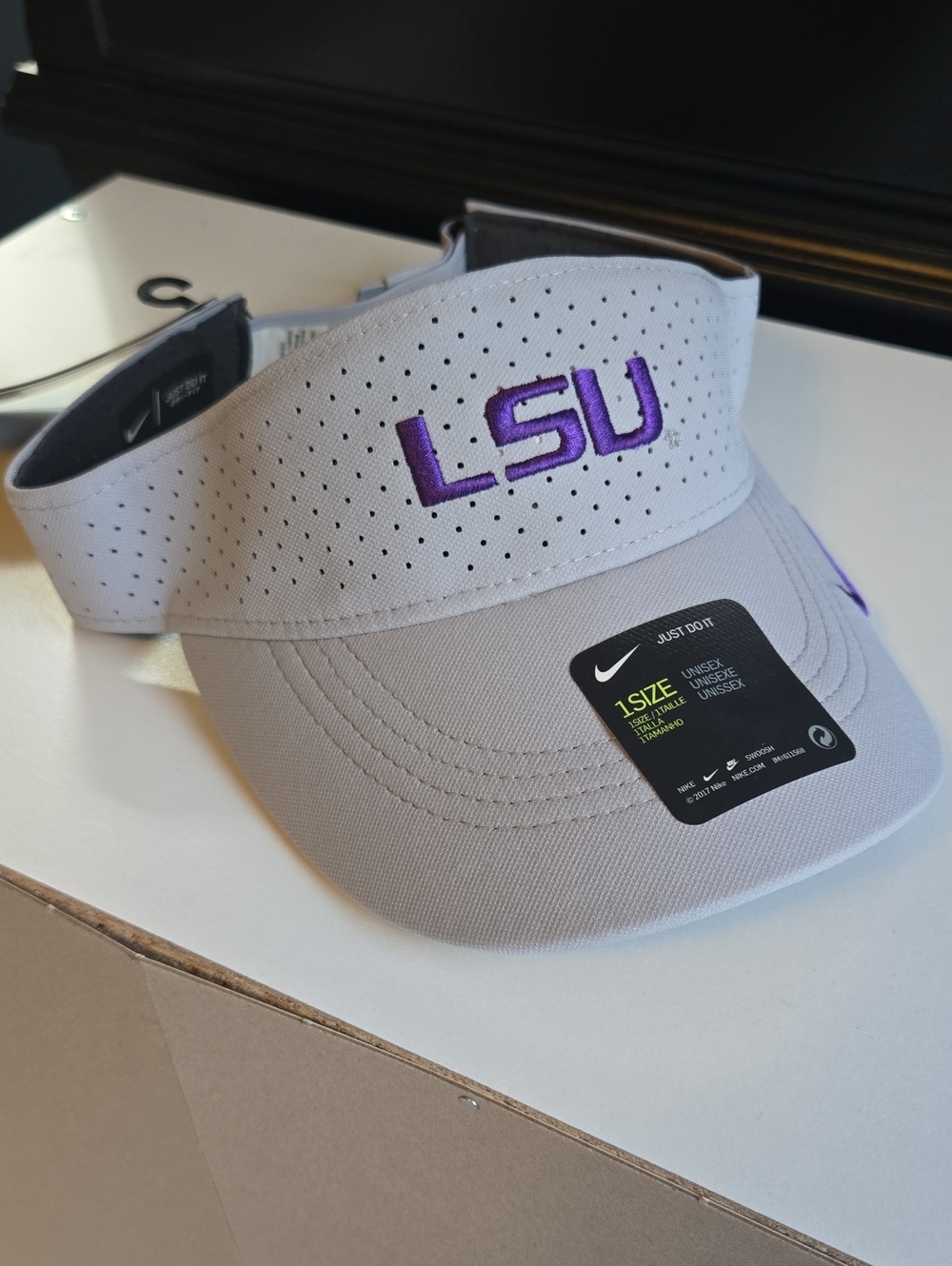 Nike Light Gray Visor with Purple LSU Embroidery
